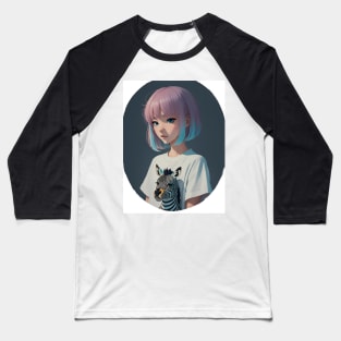 Cute girl with pink hair Baseball T-Shirt